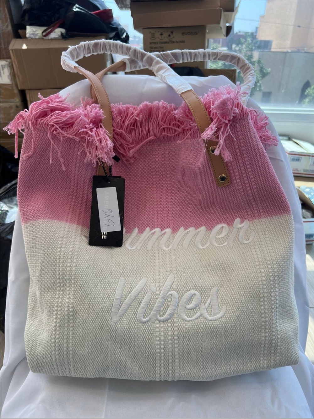 Summer Vibes Pink & White Tote Bag